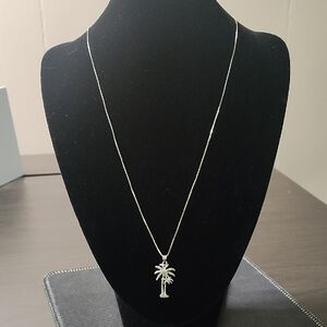 Elegant Silver Palm Tree Necklace